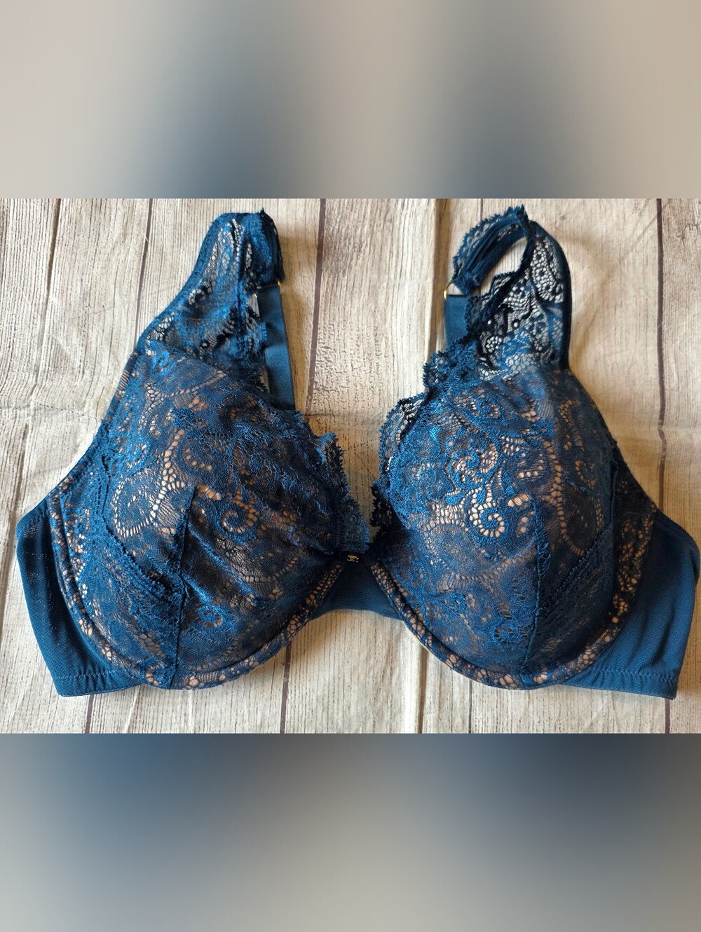 ThirdLove °Size 40D° 24/7 Lace Contour Plunge Bra Teal Underwire Comfort